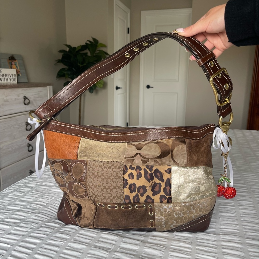 COACH Y2K Brown Sugar Patchwork Shoulder Bag